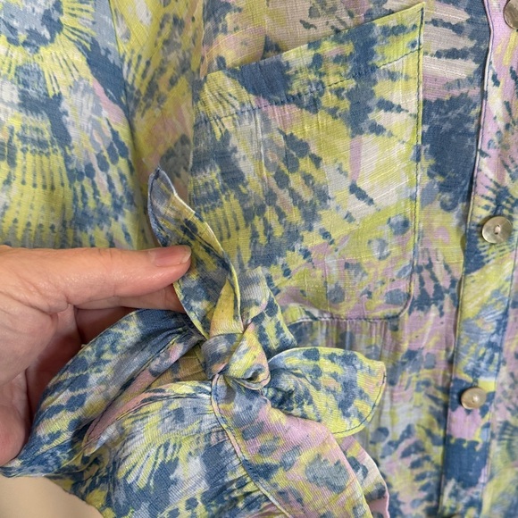 Ruby Rd. Blue and Yellow Button Down Shirt - Picture 4 of 8